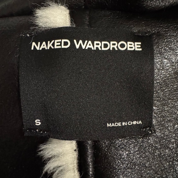 NAKED WARDROBE VEGAN LEATHER SHERPA COAT - Picture 8 of 8